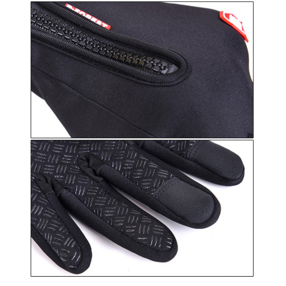 (1 Paar) Gr. S Wetterfeste Nylon Outdoor Touch Handschuhe - Schwarz