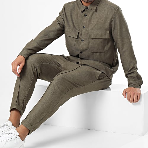 Ensemble Chemise Manches Longues Et Pantalon Jogging Vert Kaki