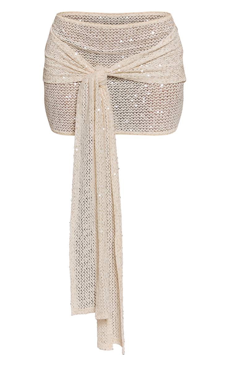 Amande Jupe Portefeuille Drapée À Sequins Texturés Coordonnée