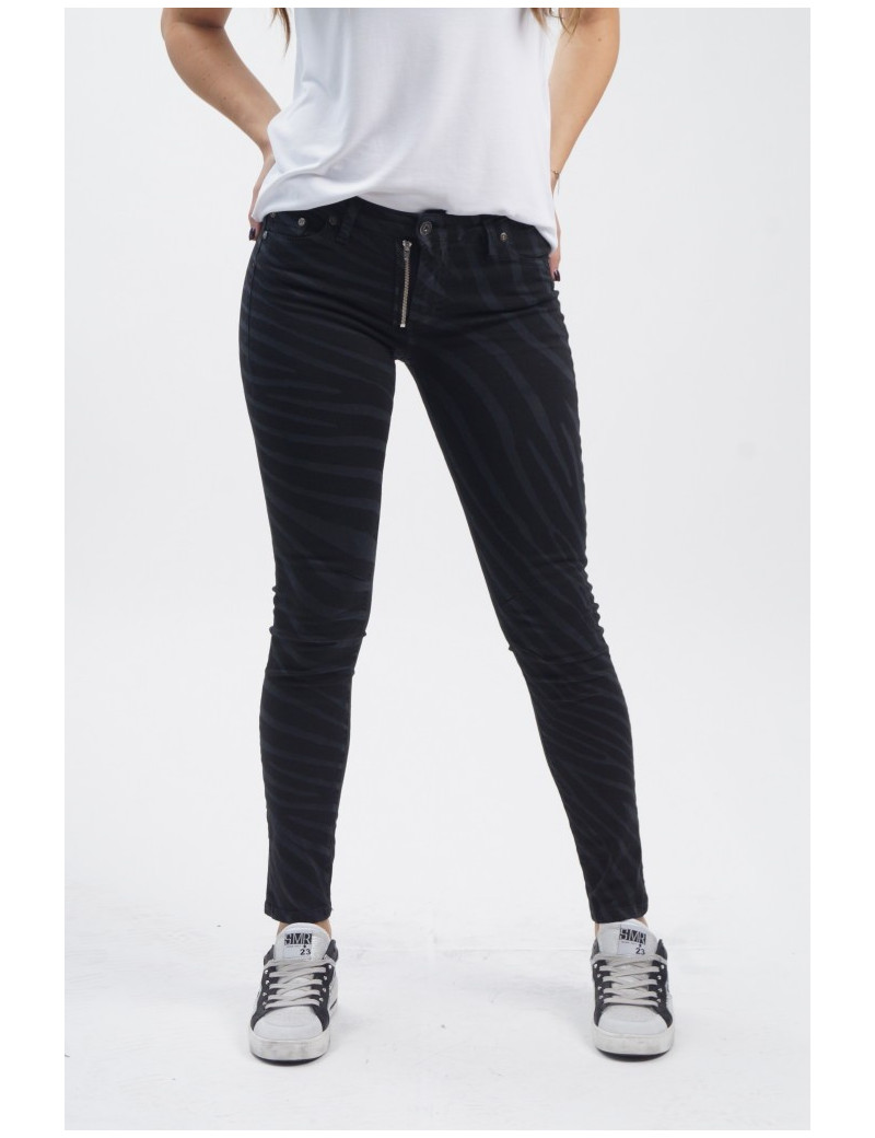 PLEASE PANTALON SKINNY ZIP ZÉBRÉ