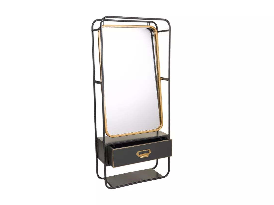 Miroir mural en métal noir 40x15x90h