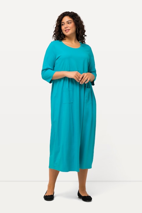 Jerseykleid, A-Linie, Empirenaht, Rundhals, 3/4-Arm