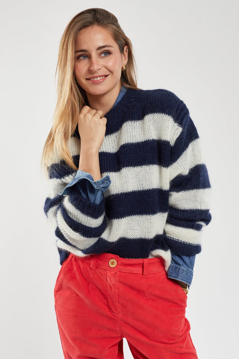 Pull rayé - mohair et mérinos