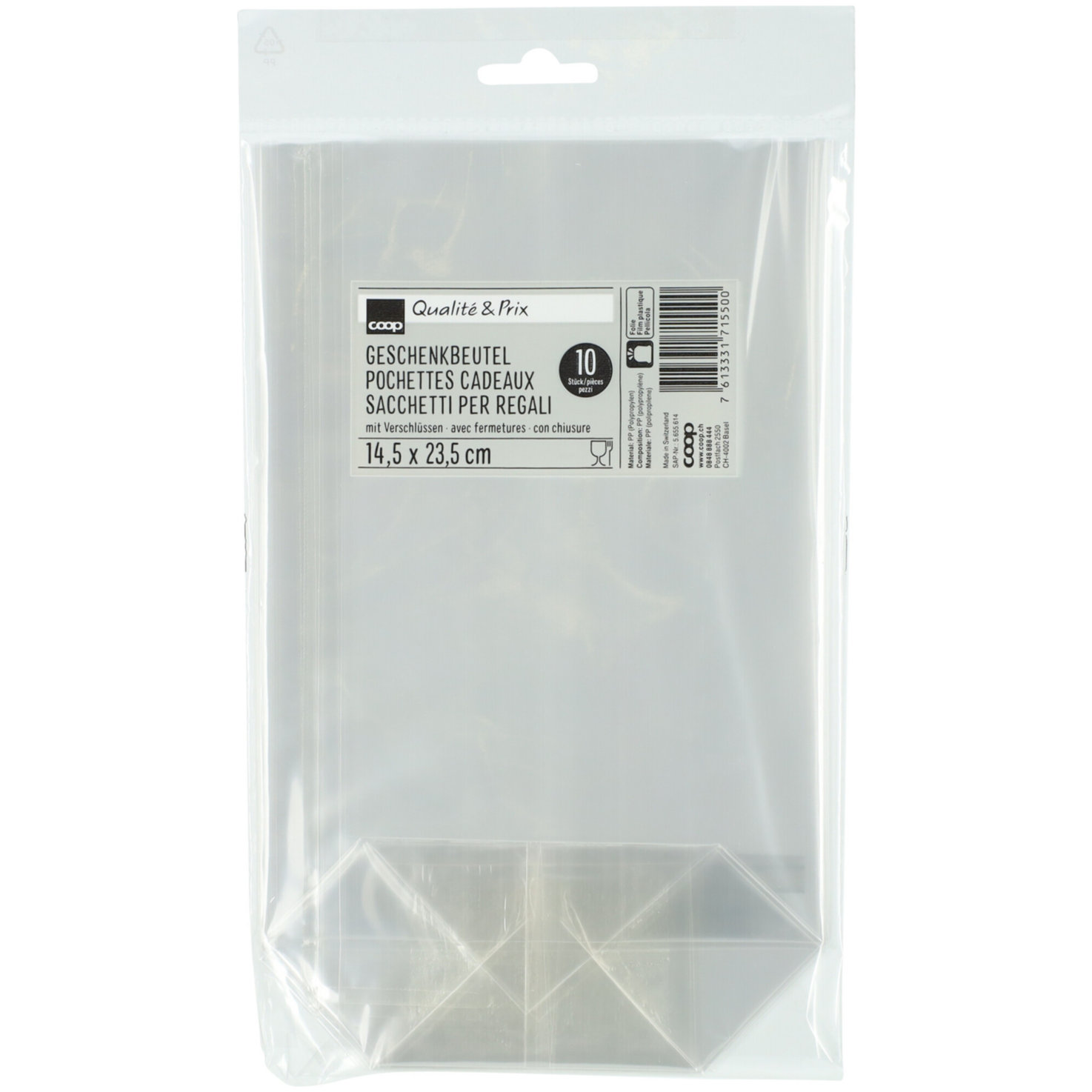 Pralinenbeutel transparent, 14.5x23.5cm, 10 Stück