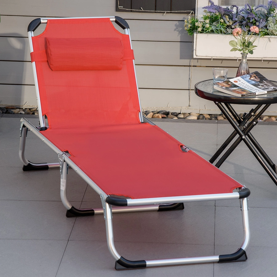 Outsunny Gartenliege 5-stufig verstellbar rot