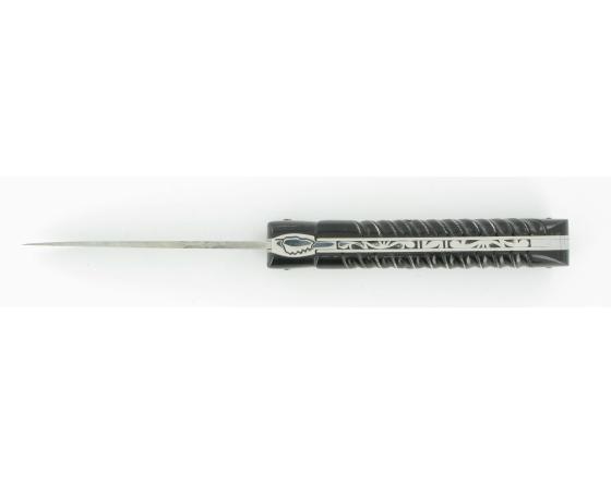 Vendetta Damas Corde Corne Noire Tresse Argent Couteau de Poche - Vendetta par Fontenille Pataud