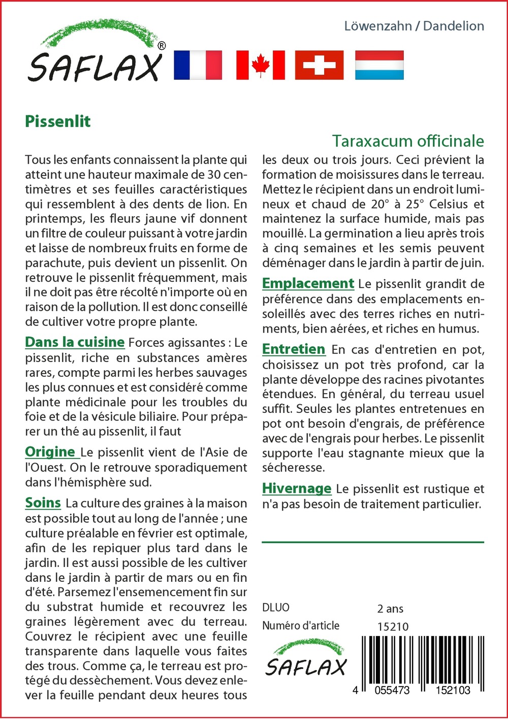 Pissenlit - 200 graines - taraxacum officinale