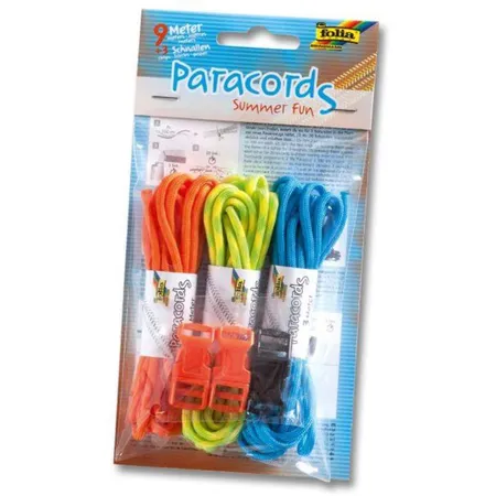 Folia Paracord Set Summer Fun, 3 Schnüre à 3 m und 3 Verschlüsse