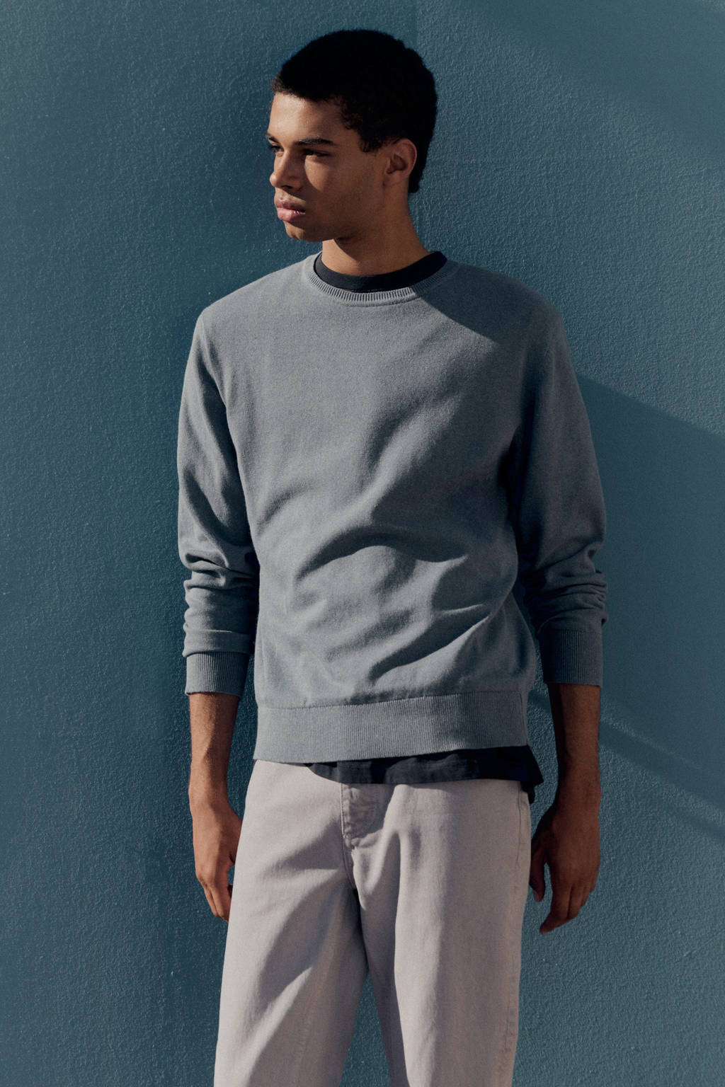 MANGO TEEN pullover blauw fijn gebreid