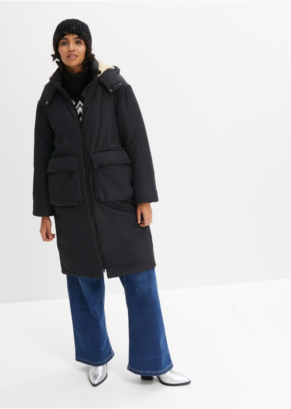 Manteau oversize avec doublure peluche dans la capuche