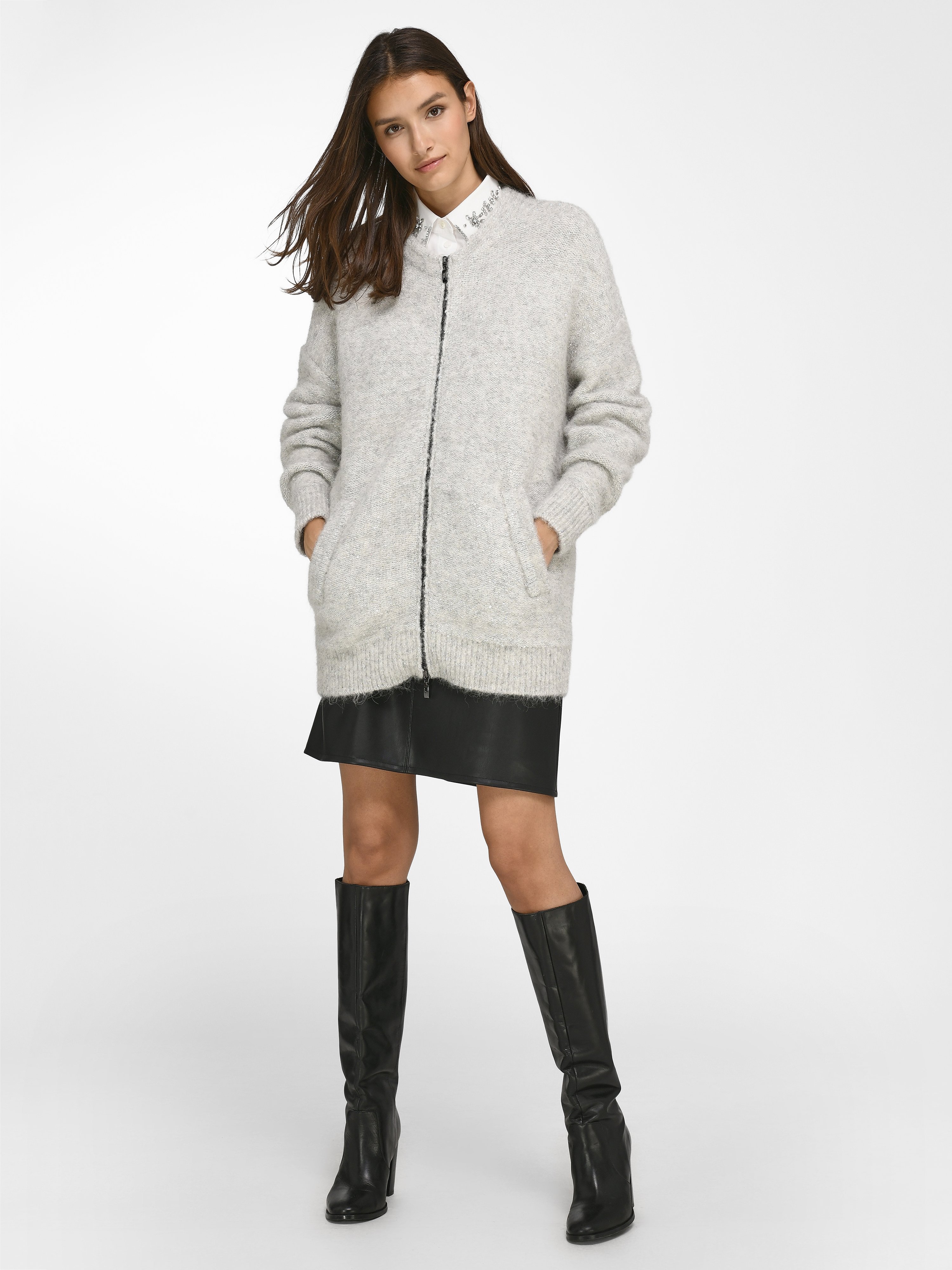 Long-Strickjacke