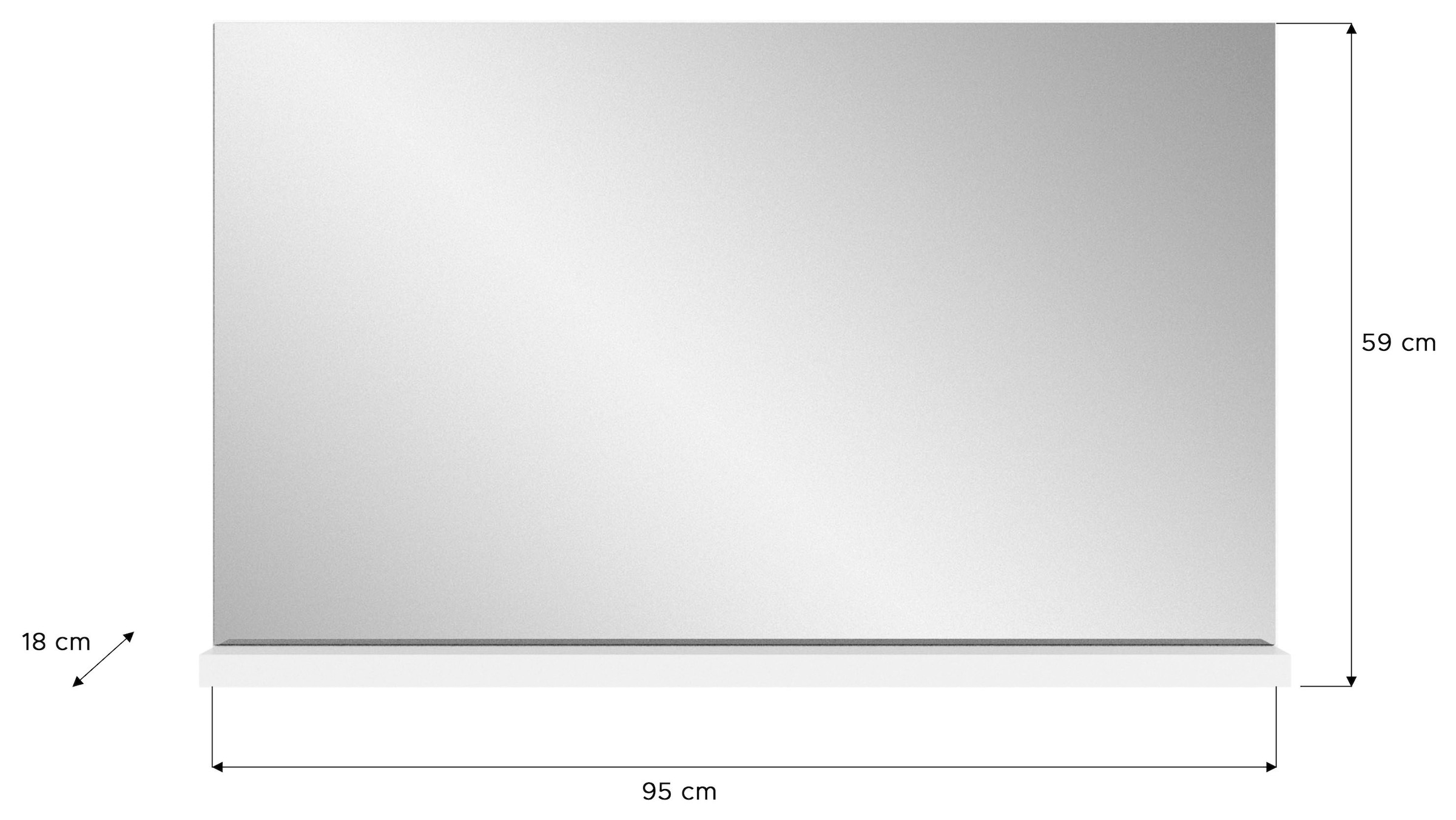 INOSIGN Wandspiegel »Skoskap, Breite 95 cm, 1 Ablageboden, inklusive Wandmontagematerial« Garderobenspiegel, Spiegel, Flurspiegel, Dielenspiegel, Spiegelpaneel