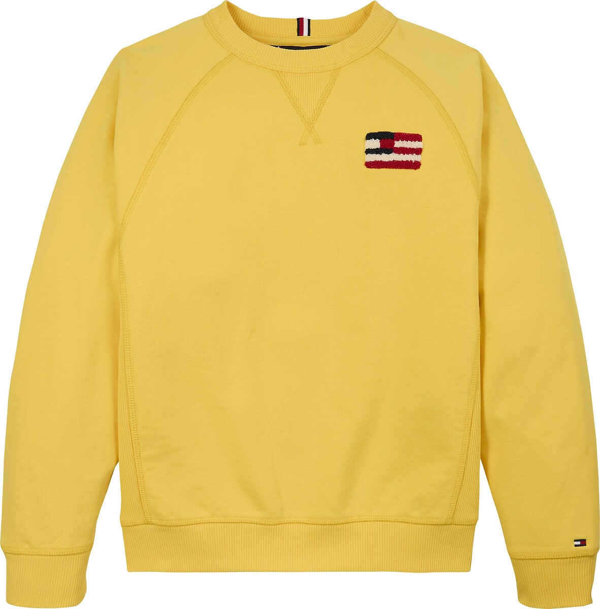 TOMMY HILFIGER<br>Suéter de gola redonda, logotipo no peito, tecido fleece