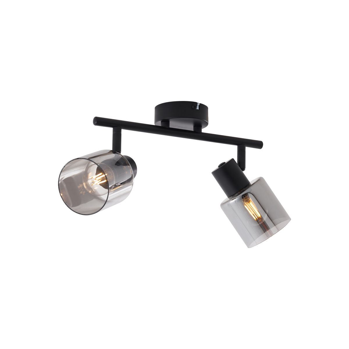 Moderne plafondlamp zwart met smoke glas rond 2-lichts - Cilin