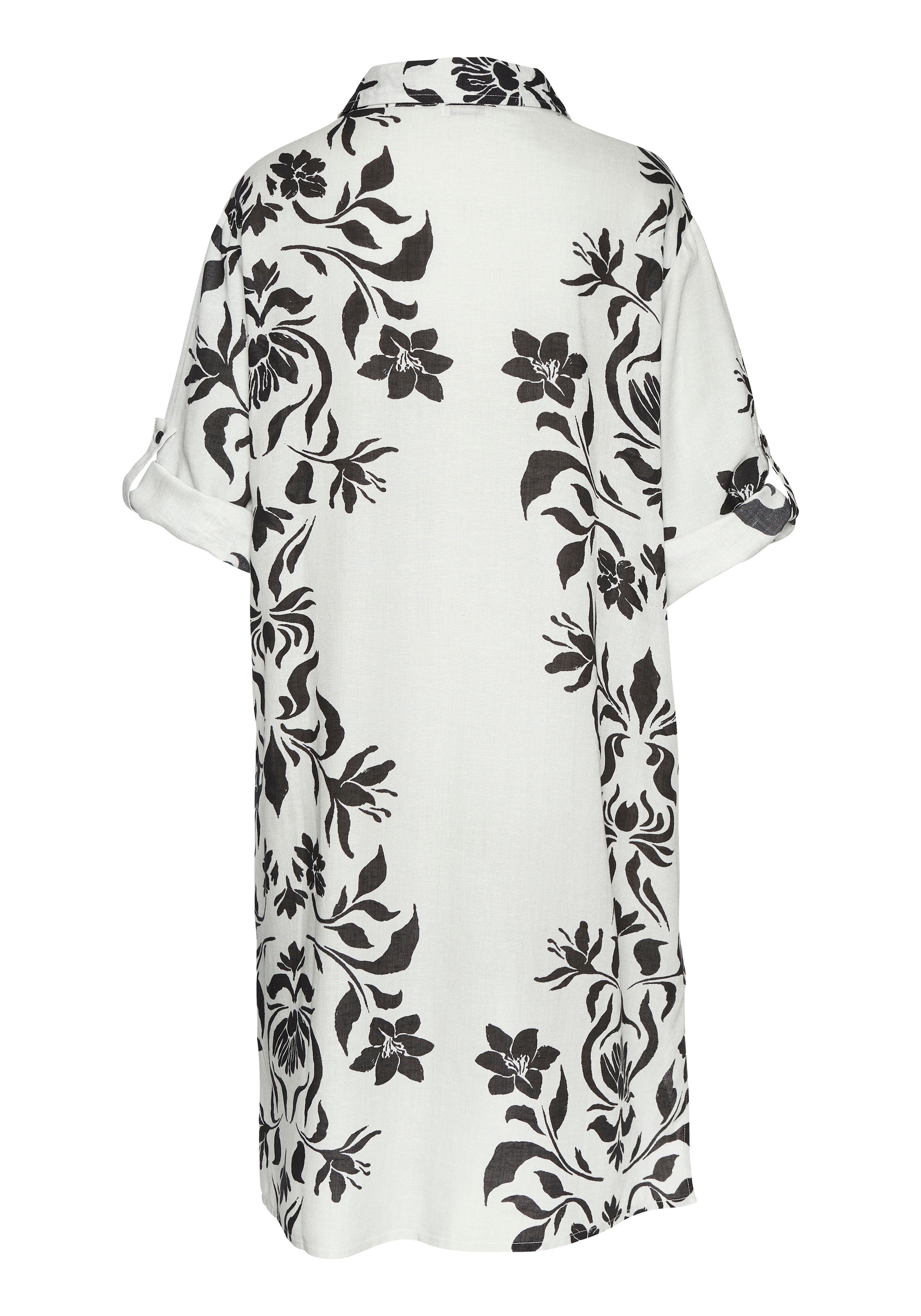 LASCANA Longbluse , aus weicher Webware mit Leinenanteil, sommerliches Blusenkleid