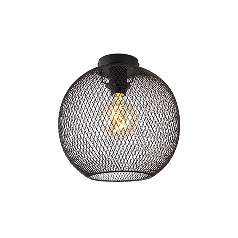 Moderne plafondlamp zwart 30 cm - Mesh Ball