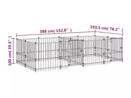 Chenil cage enclos pac noire 388 x 193.5 x 100 cm 02_0041876