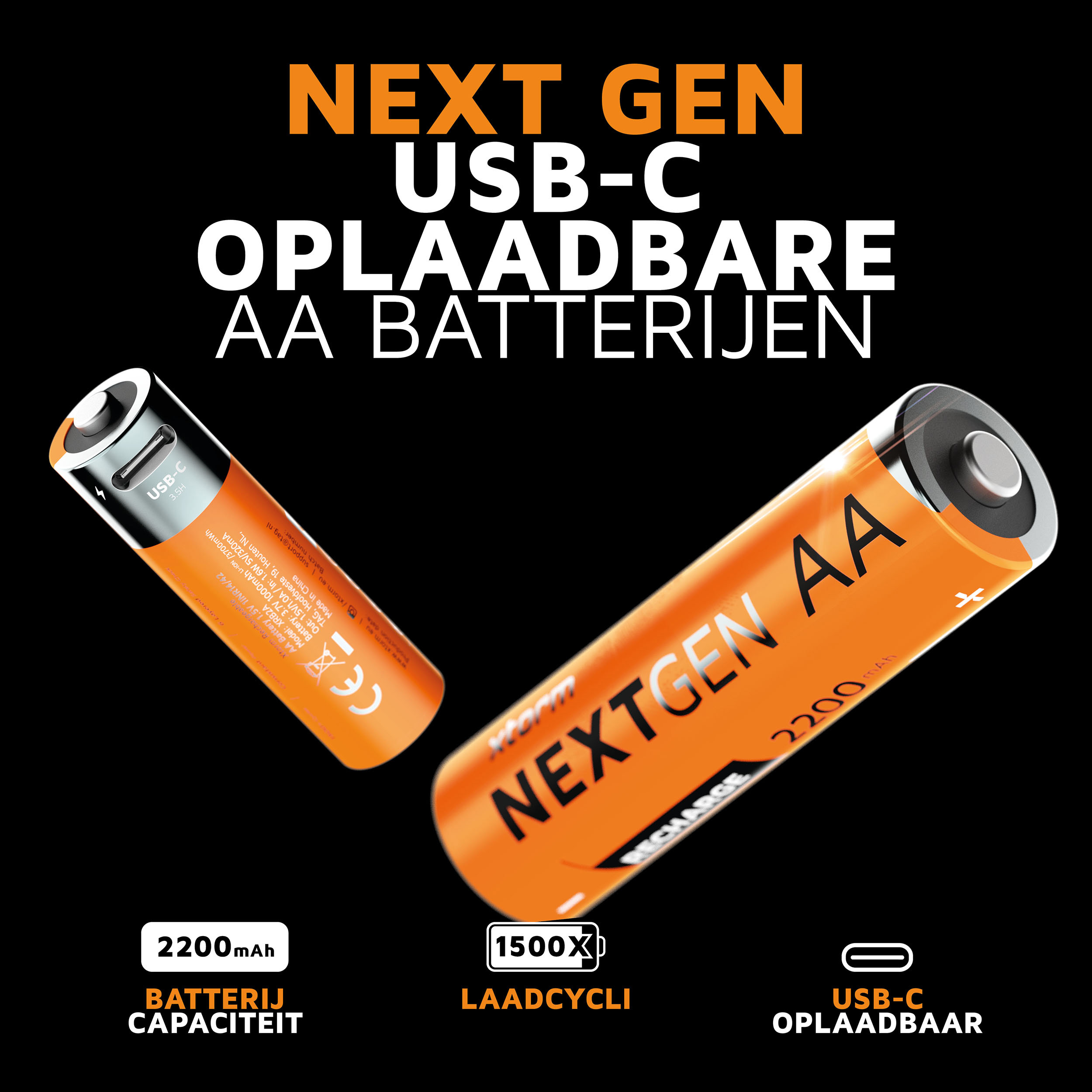Xtorm NextGen USB-C Rechargeable AA Batterijen - Set van 4