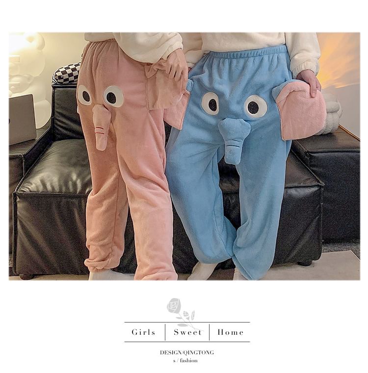 Sweetzer - Koppel bijpassende elastische taille olifant fleece harem pyjamabroek (verschillende ontwerpen)