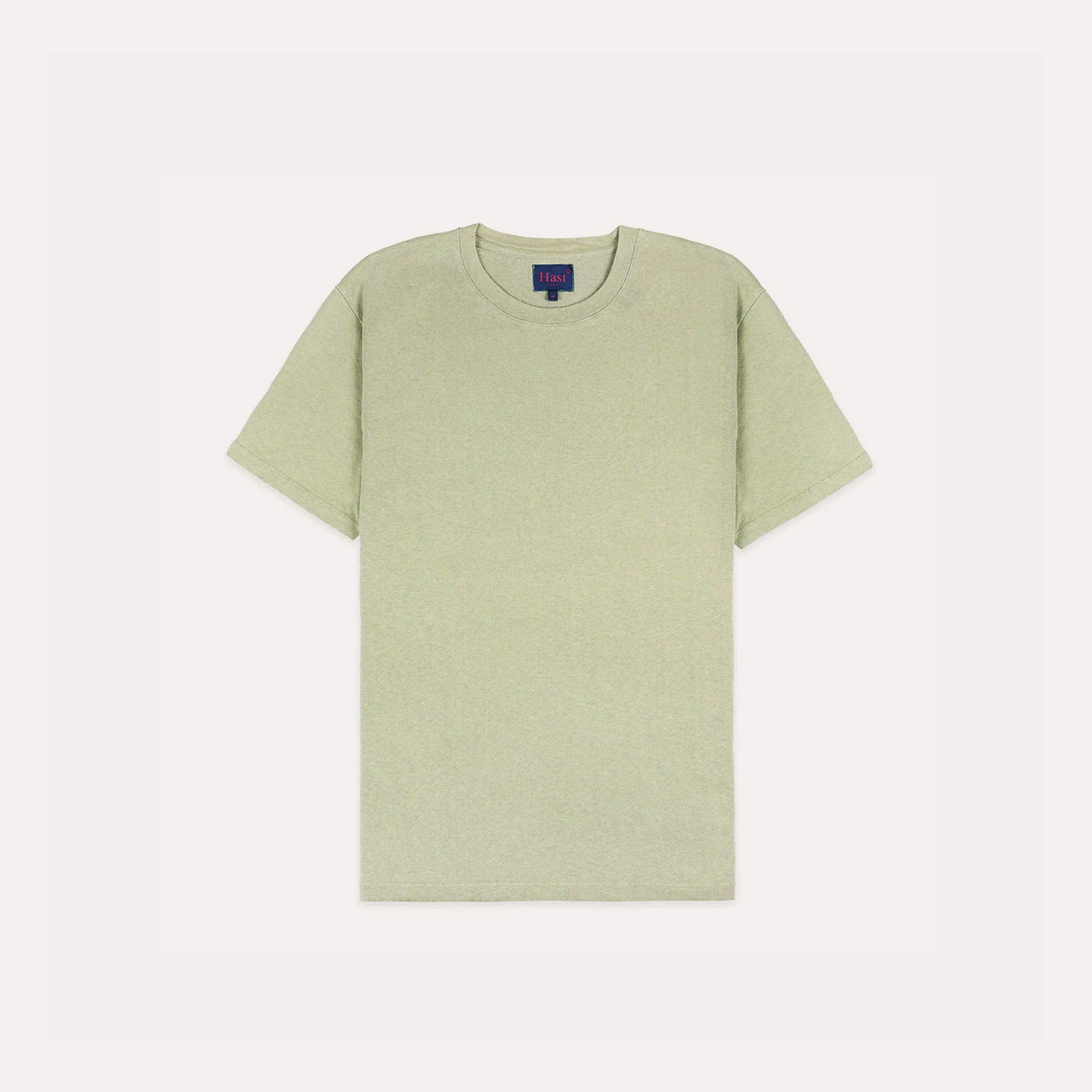 Sage green cotton and linen T-shirt