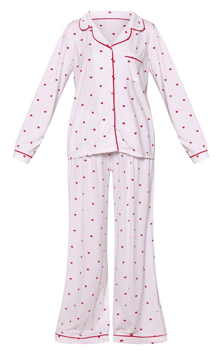 Red Hearts Ensemble Pyjama Haut Manches Longues Et Pantalon En Jersey Doux Avec Passepoil