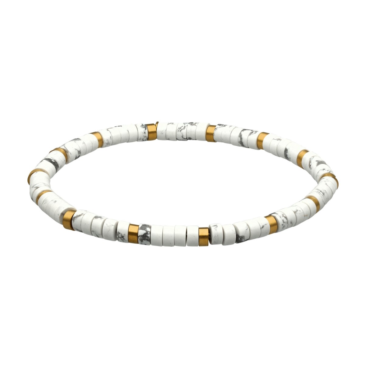 Bracelet Perles Heishi 4 Mm Turquoise Blanche-Medium-18cm