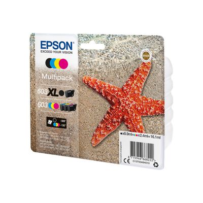 Epson 603 Etoile de mer - pack de 4 - noir XL, jaune, cyan, magenta - cartouche d'encre originale