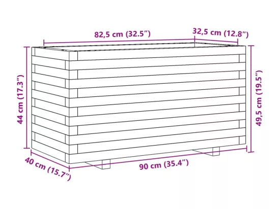 Jardinière bac lit surélevé bois blanche 90 x 40 x 49.5 cm 02_0037987