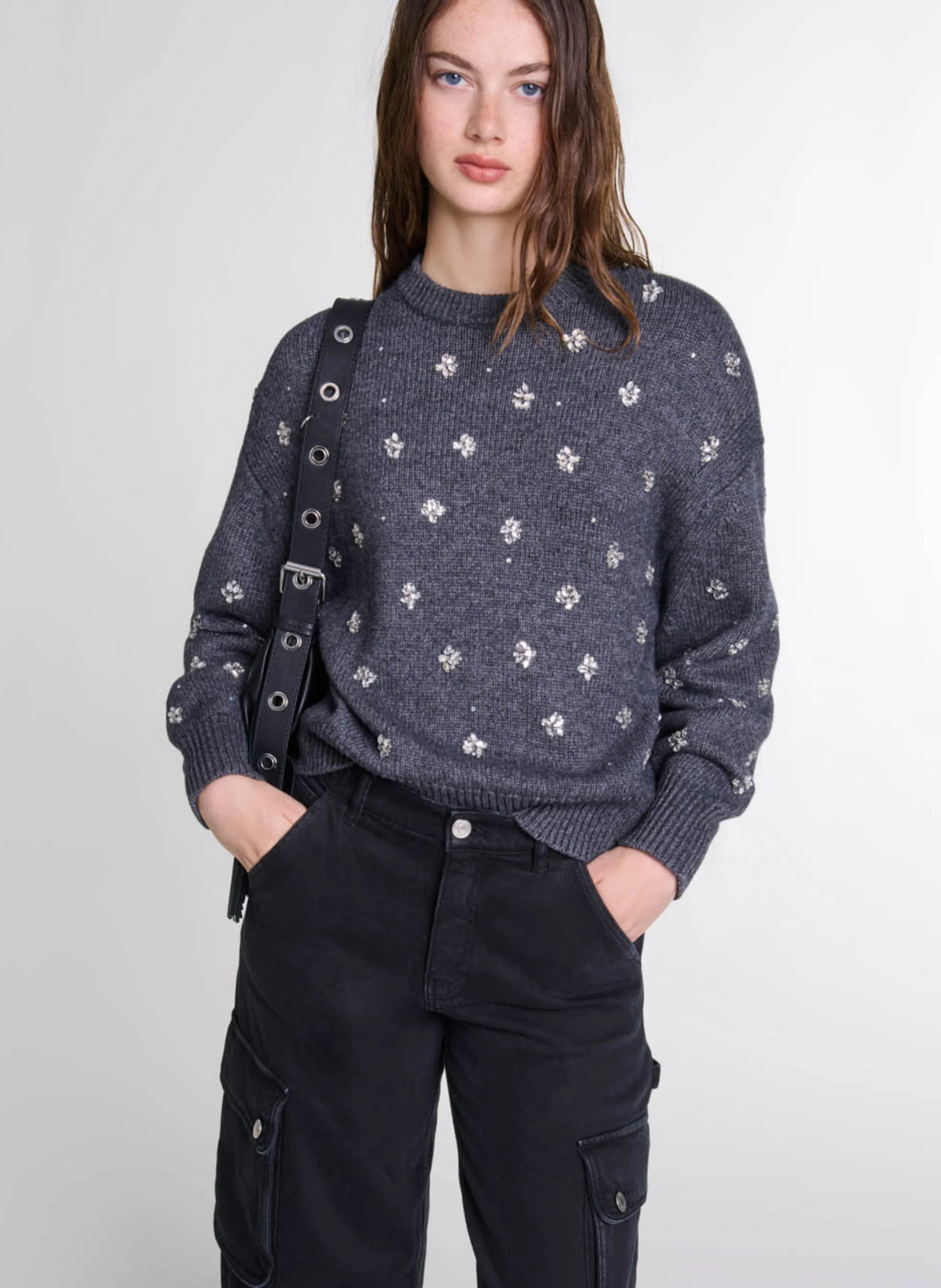 Pull ample en maille | Gris
