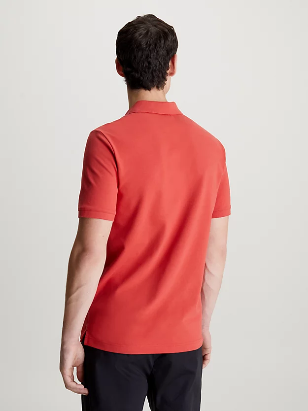 Camisa polo de corte justo com gola elástica em piqué
