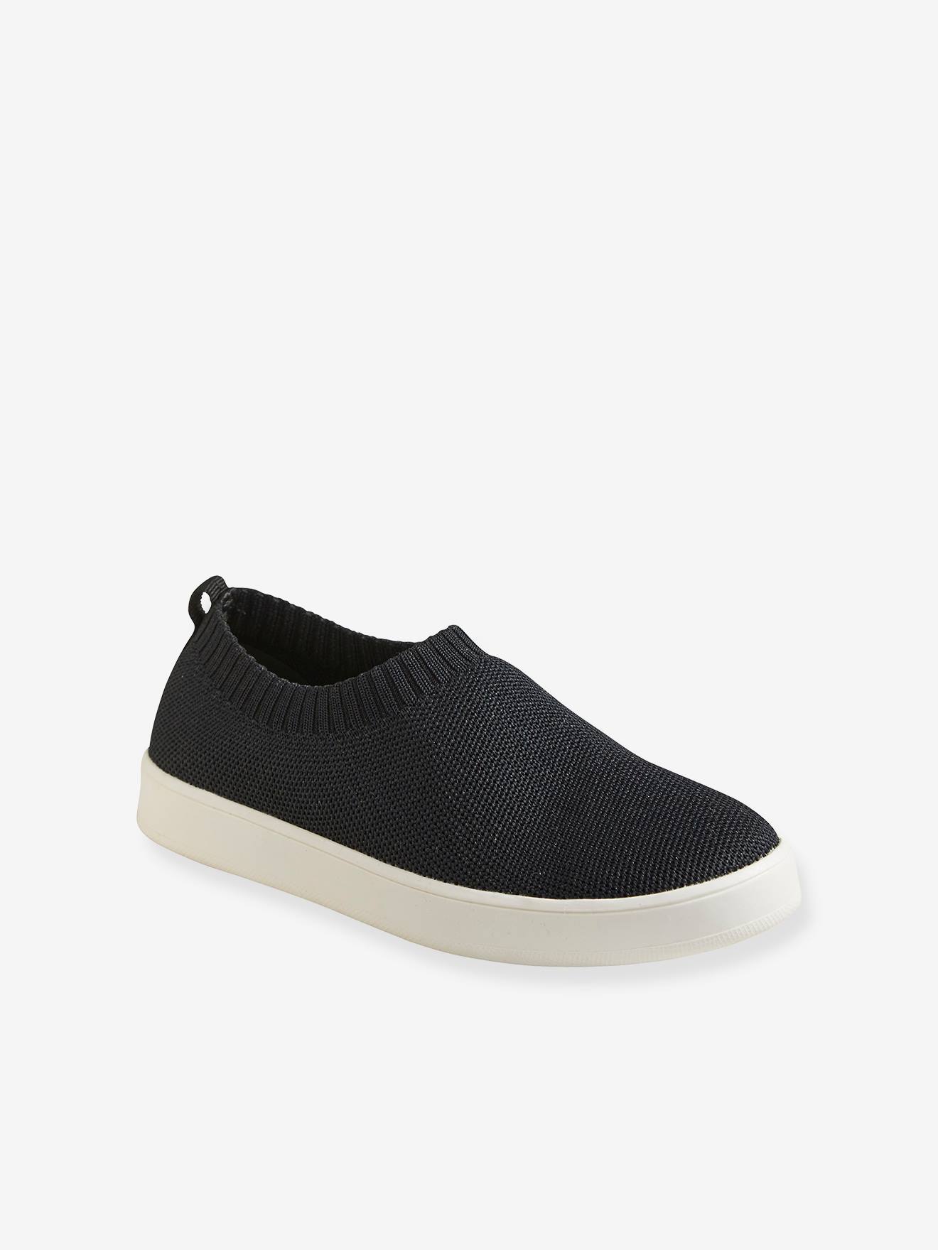 Tênis slip-on ecológicos para meninas, preto liso.
