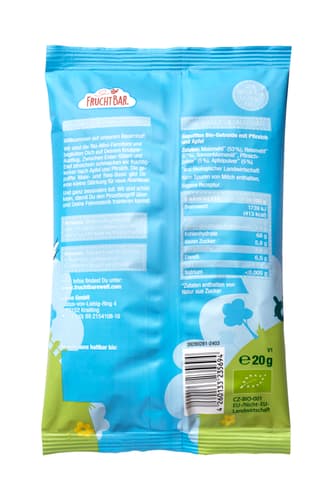 FruchtBar BIO Mini-Farmtiere Apfel, Pfirsich, Mais, Reis