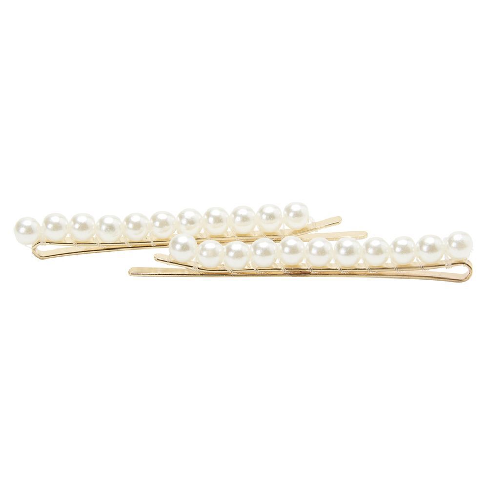 Pince guiche perle dorée L.7 cm x2
