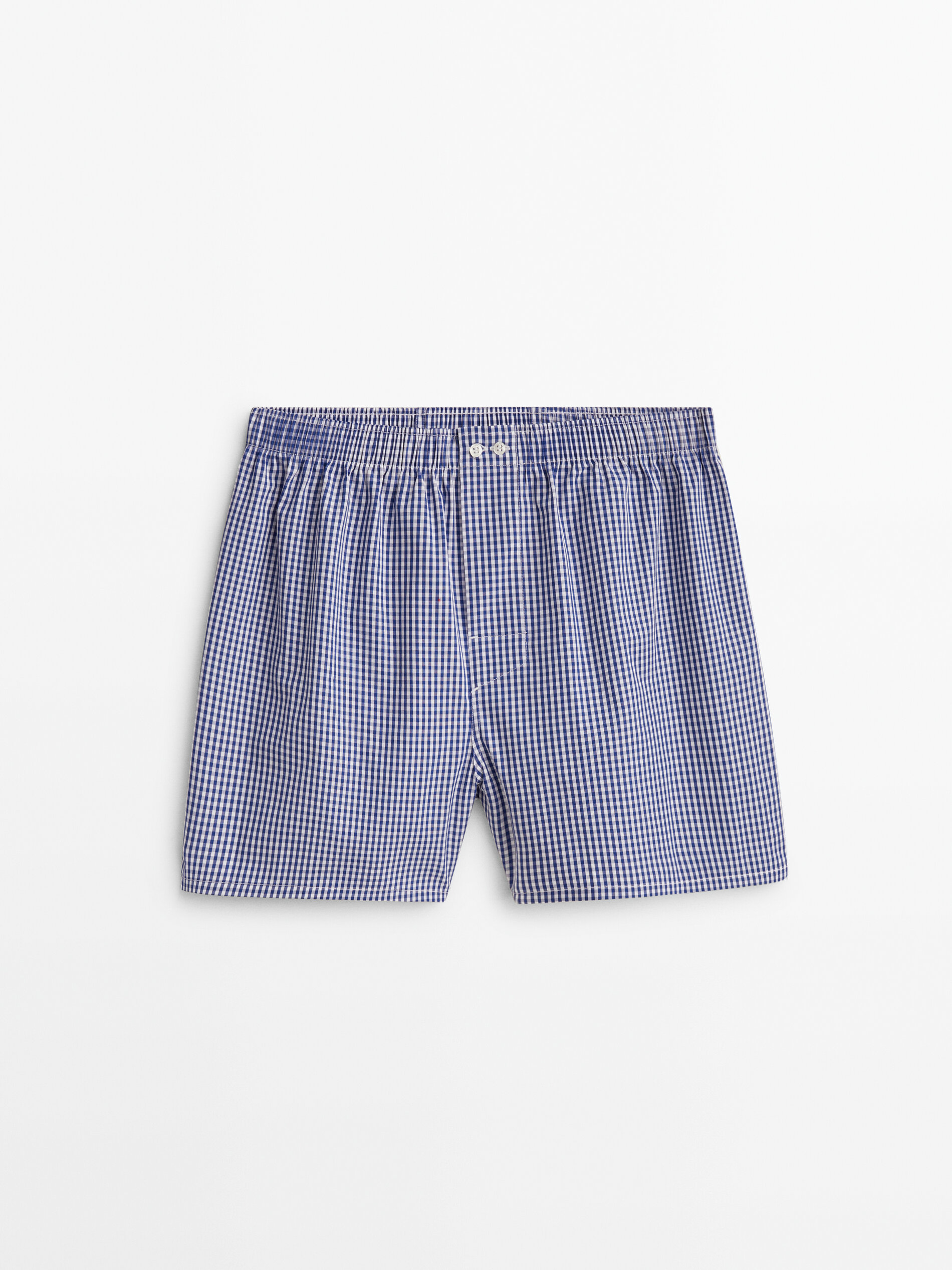 Shorts Vichy de popeline quadrada - AZUL MARINHO