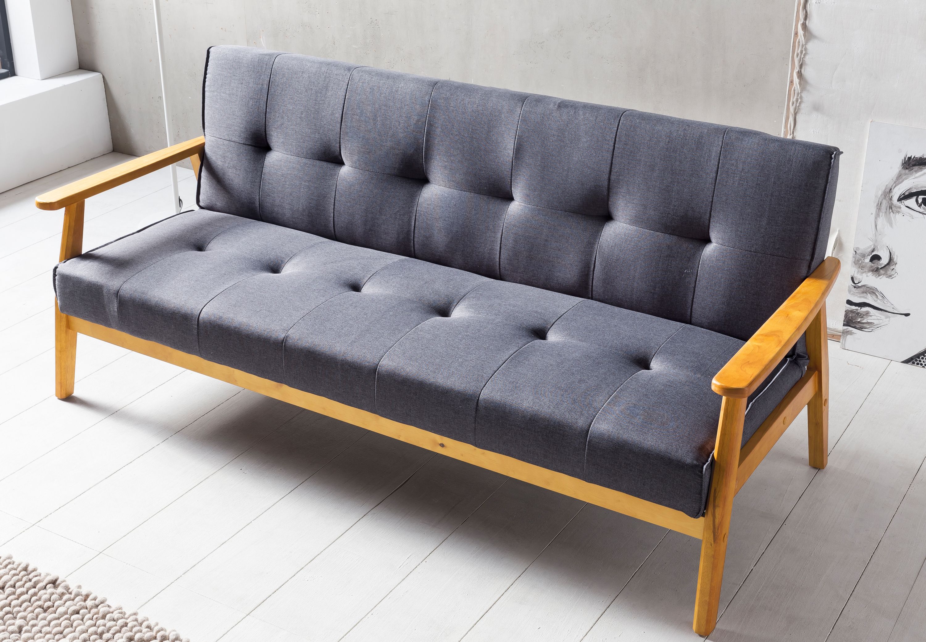 Schlafsofa dunkelgrau Schlafcouch Sofa Couch Schlaffunktion Gästebett Gästesofa