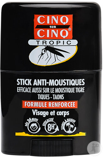 Cinq Sur Cinq Tropic Stick Anti-Moustiques Formule Renforcée Visage Et Corps 20ml