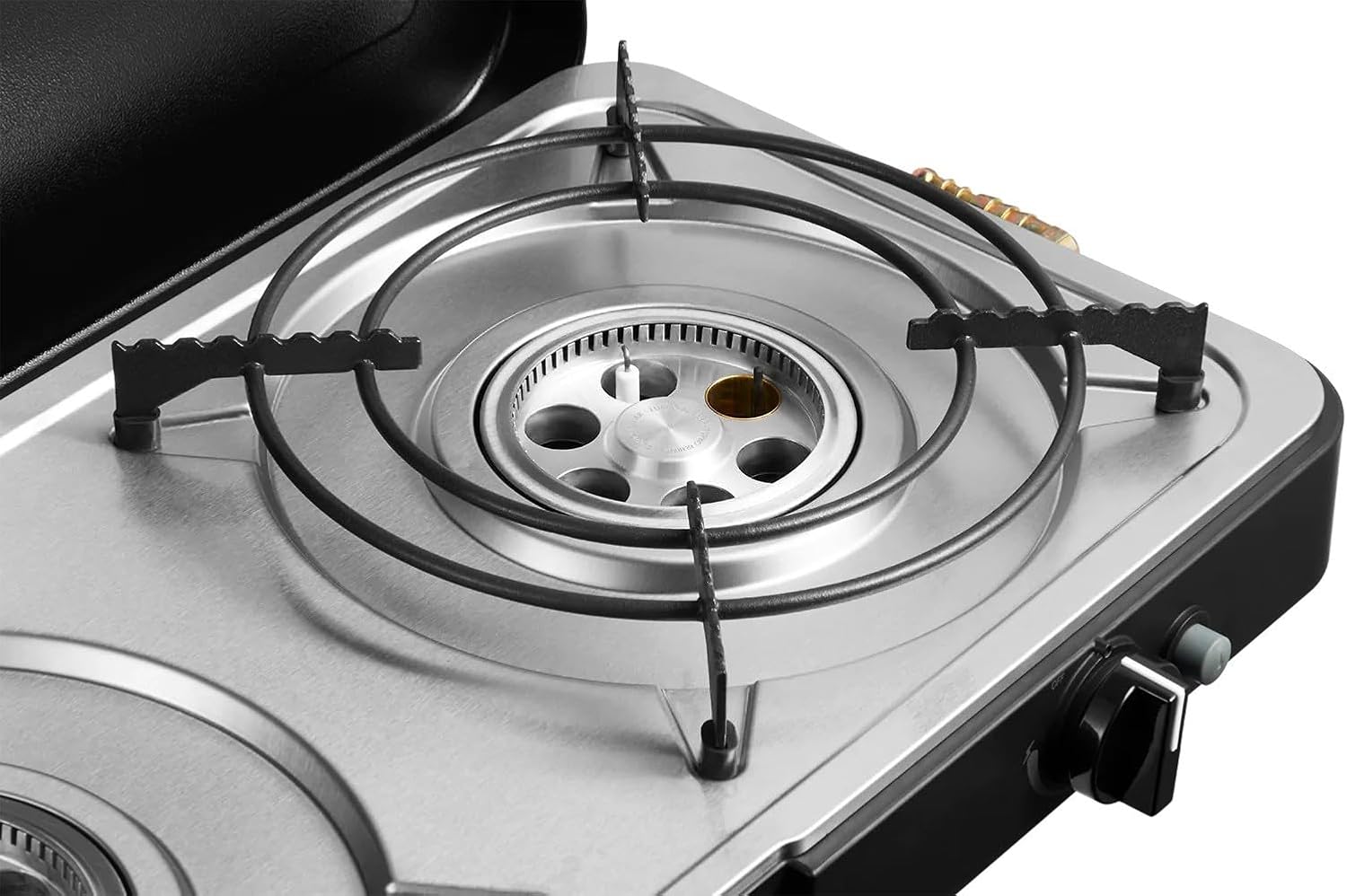 CADAC - 2 Cook 3 Turbo Stove + Camping-Kochbuch - Gas Tischgrill mit 2 Brennern + Rezeptbuch - Outdoor Campinggrill Set mit Piezo-Zündung & Rezepten – Grillzubehör & Camping Must-Have - 50mBar