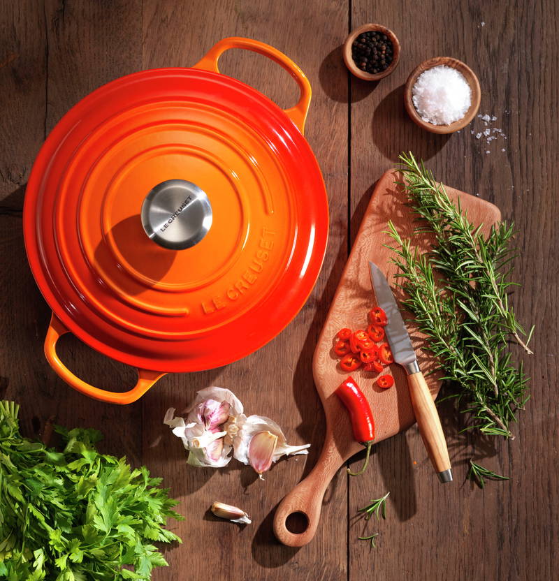 LE CREUSET Bräter Rund 24cm Ofenrot SIGNATURE