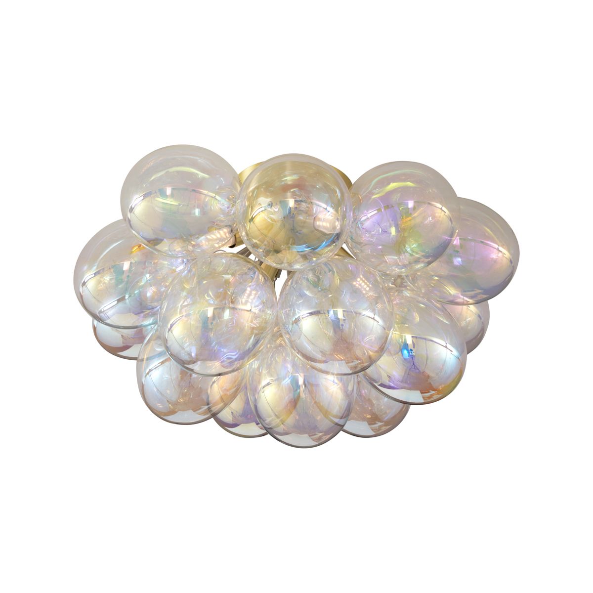 Design plafondlamp messing met regenboog glas 4-lichts - Uvas