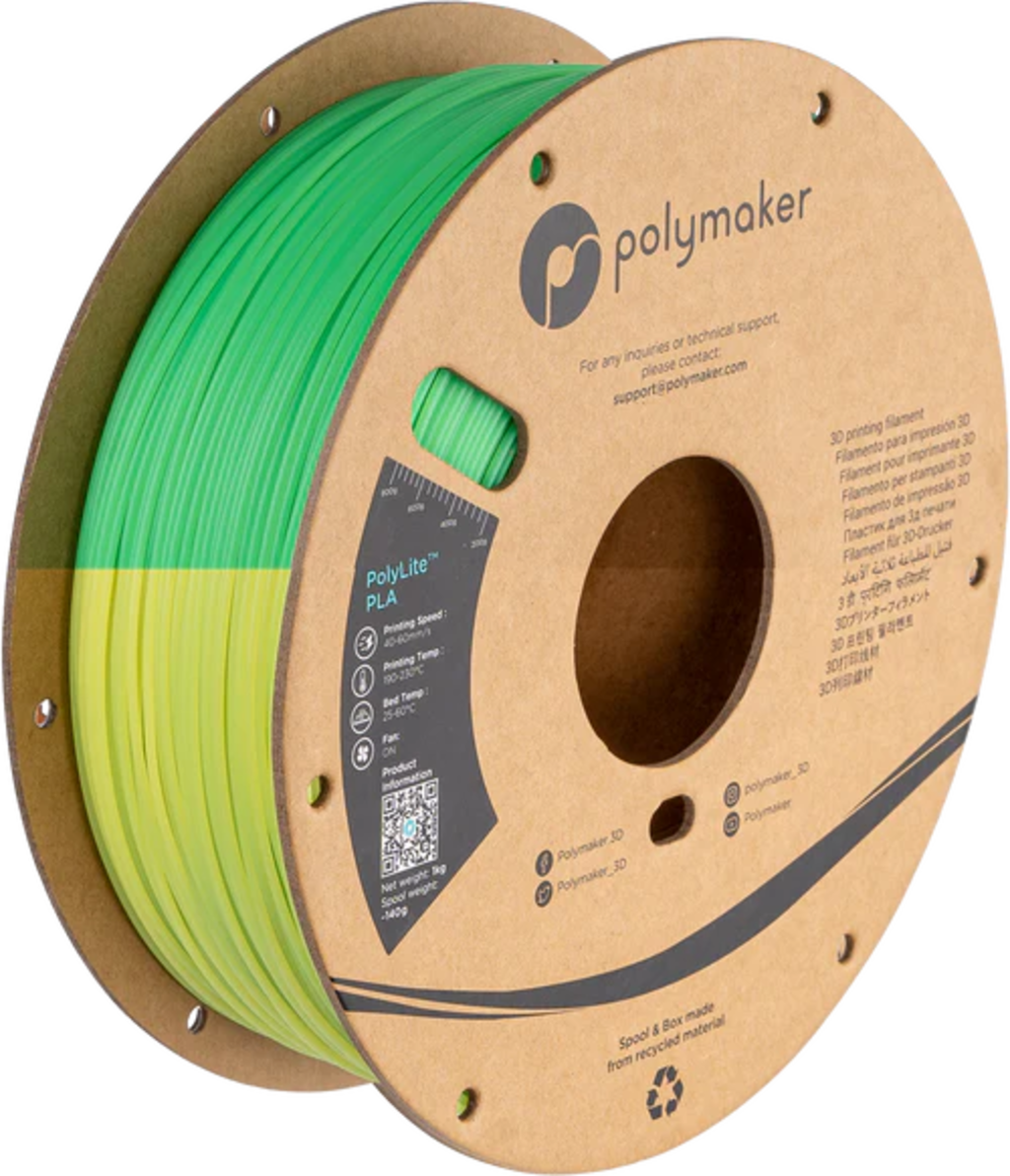 Polymaker  PolyLite PLA Temperature Color Change Green/Lime, 1,75 mm / 1000 g    Farbwechselndes PLA Filament