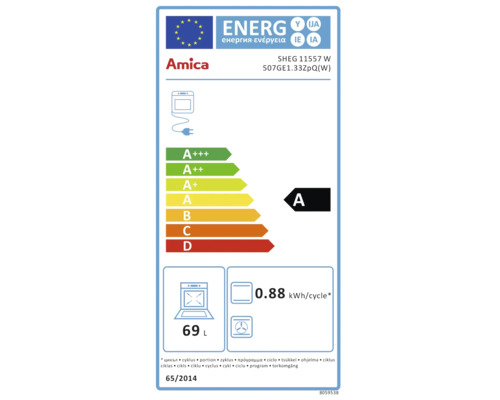 Amica vrijstaand fornuis met gaskookplaat NewSeries 500, bruikbaar volume 67 l, BxHxD 500 x 850 x 600 mm