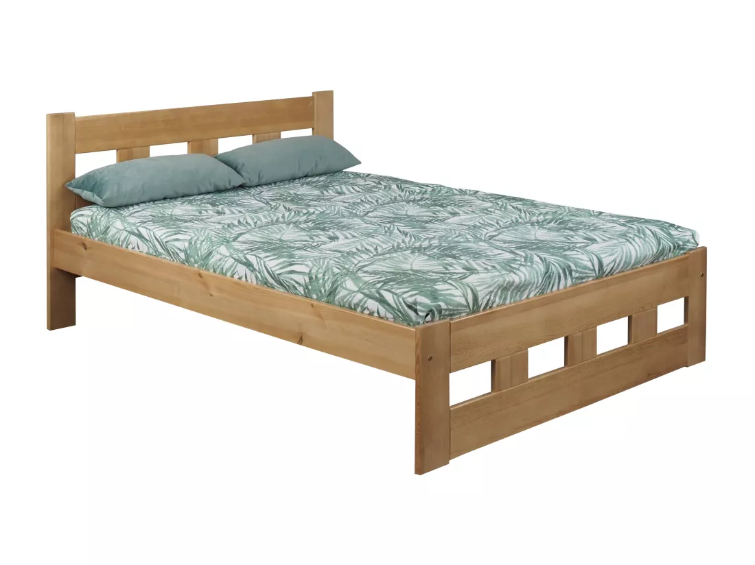 Lit 160x200 en bois Bond, couleur chêne