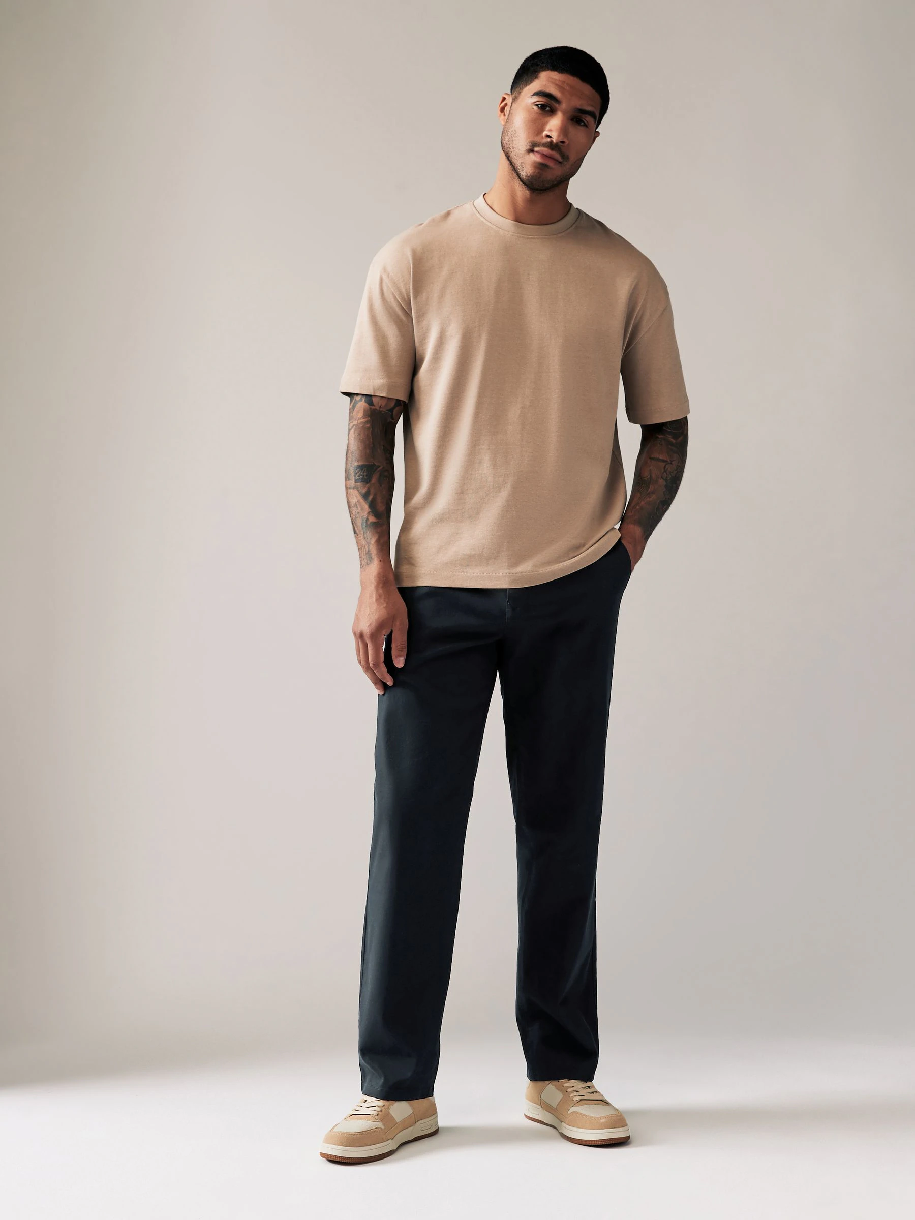 Donkerblauw - Relaxed fit - Stretchy chino