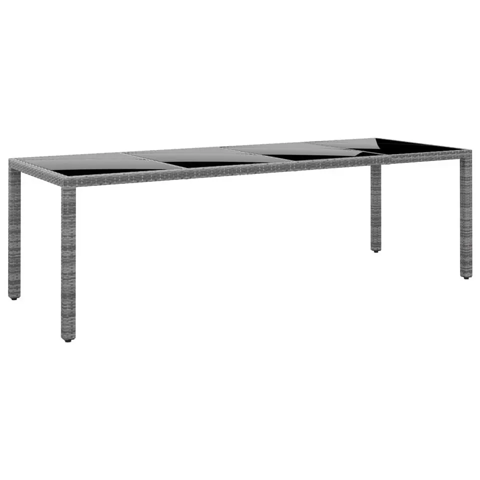 vidaXL - Tuintafel - Grijs - Gehard glas en poly rattan - 250x100x75 cm
