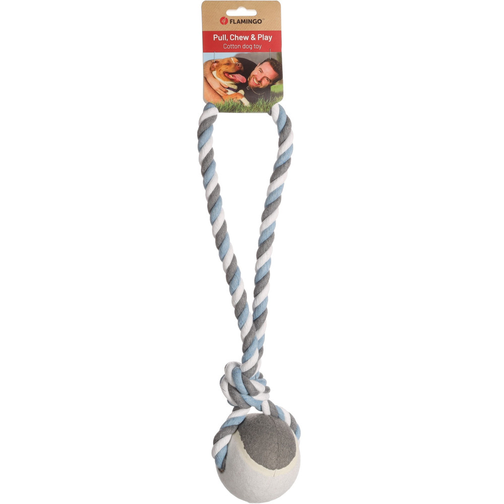 Jouet corde à tirer avec balle bleu ø 12 cmx 50 cm pour chien