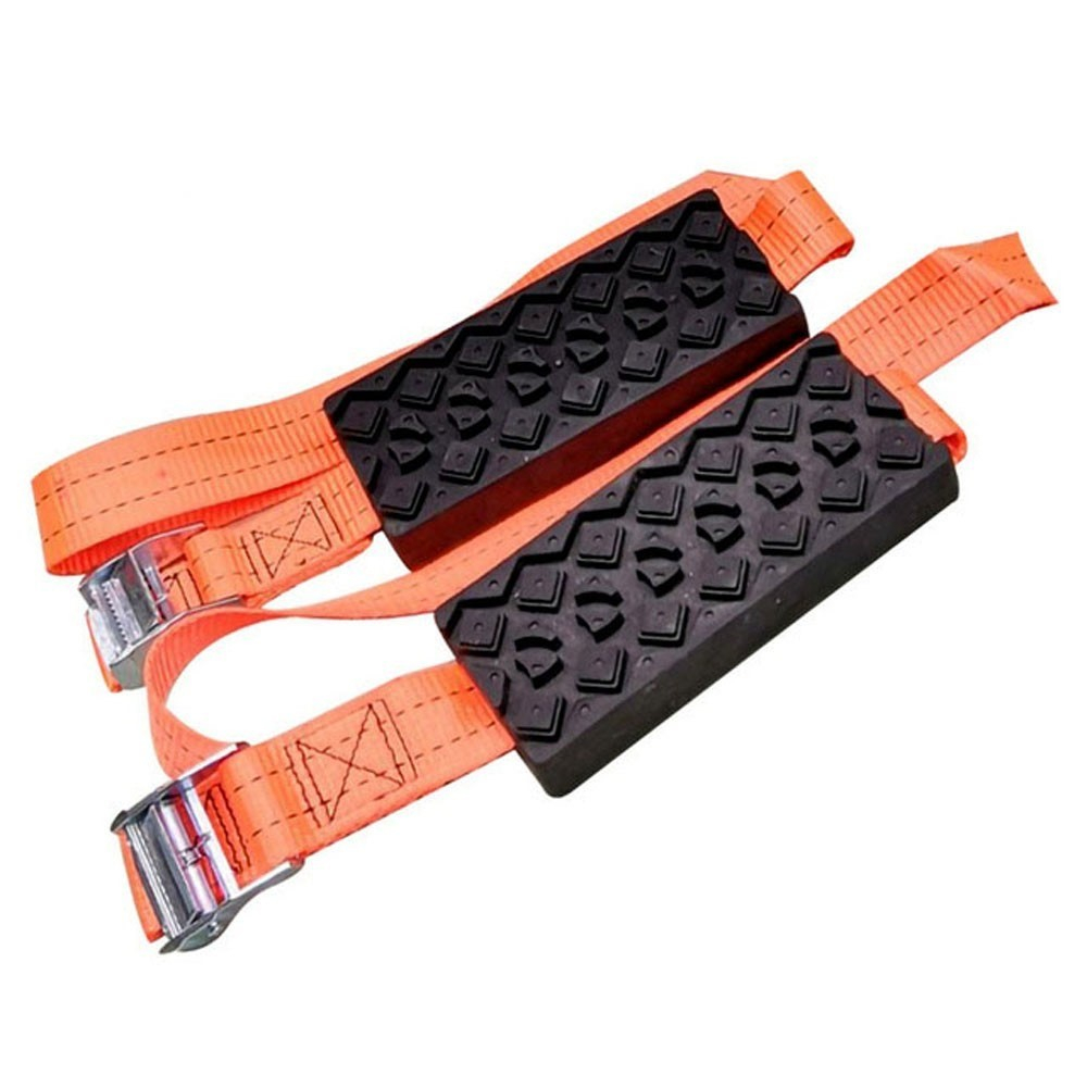 Anti-Rutsch Auto Anfahrhilfe Notfall Schneekette Traktionsband Autoreifen Zugkette (Schnee / Eis / Schlamm) - Schwarz / Orange