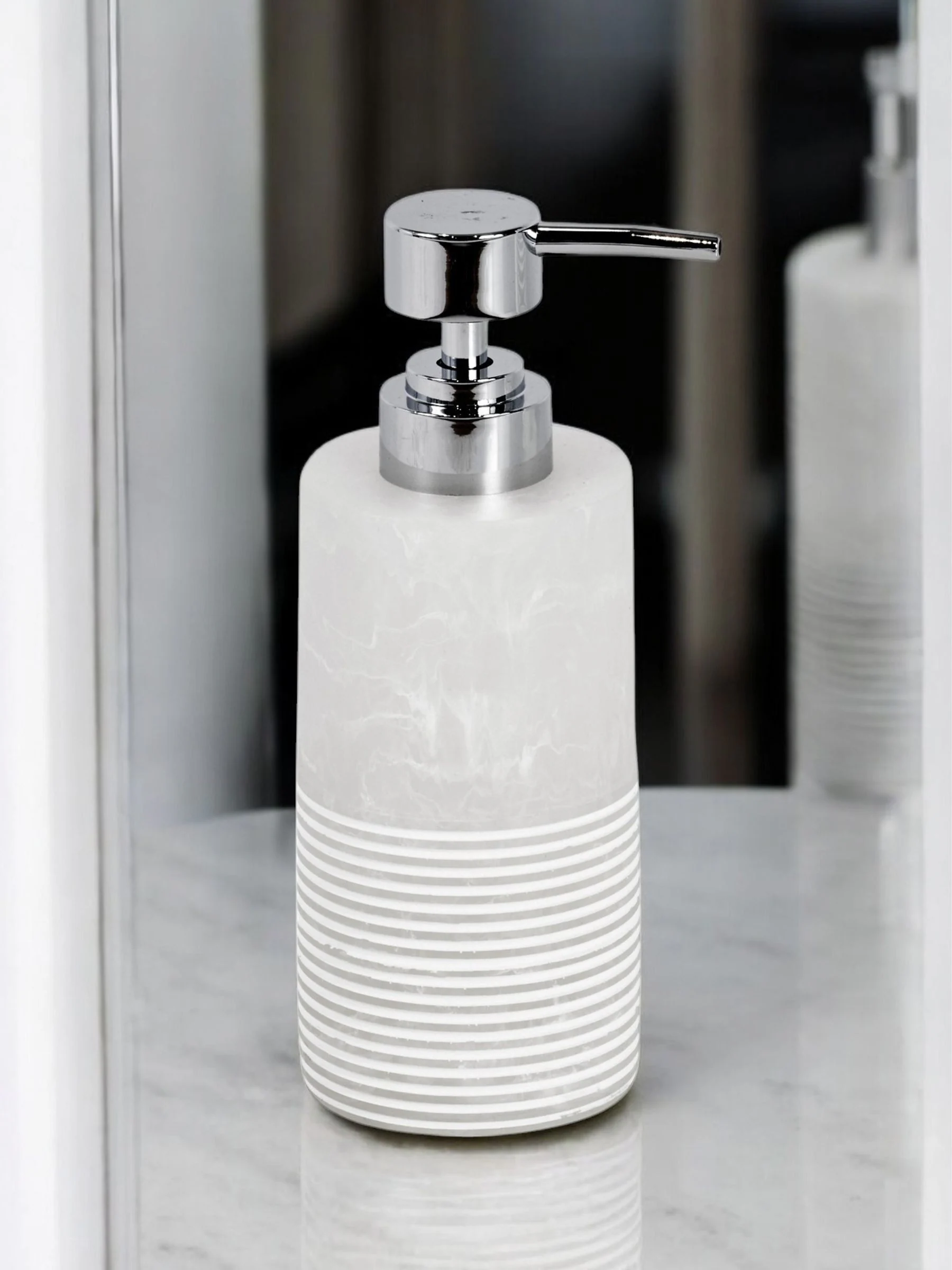 Showerdrape Bianco Striped Liquid Soap Dispenser