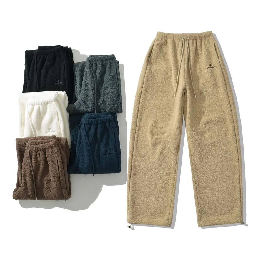 Opuscule - Fleece broek met trekkoord en geborduurde letters