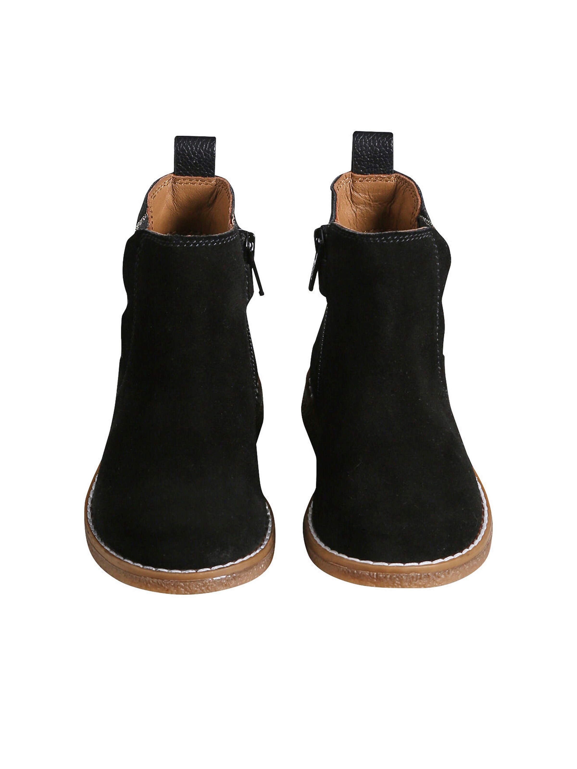 Vertbaudet Mädchen Boots mit Reißverschluss, Glanzeffekt schwarz