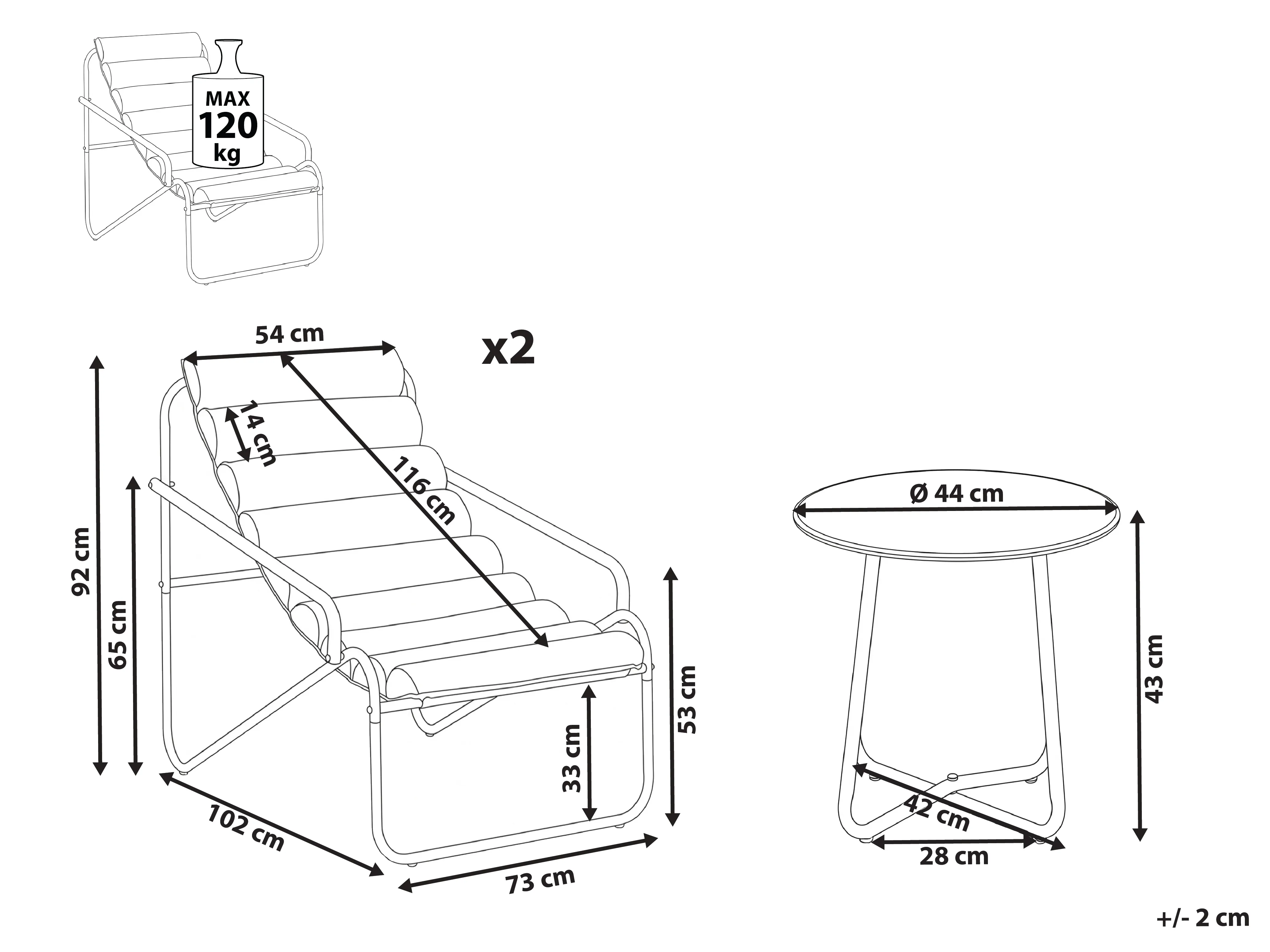 Loungeset met tafel 2-zits PASTO Metaal Donkergrijs